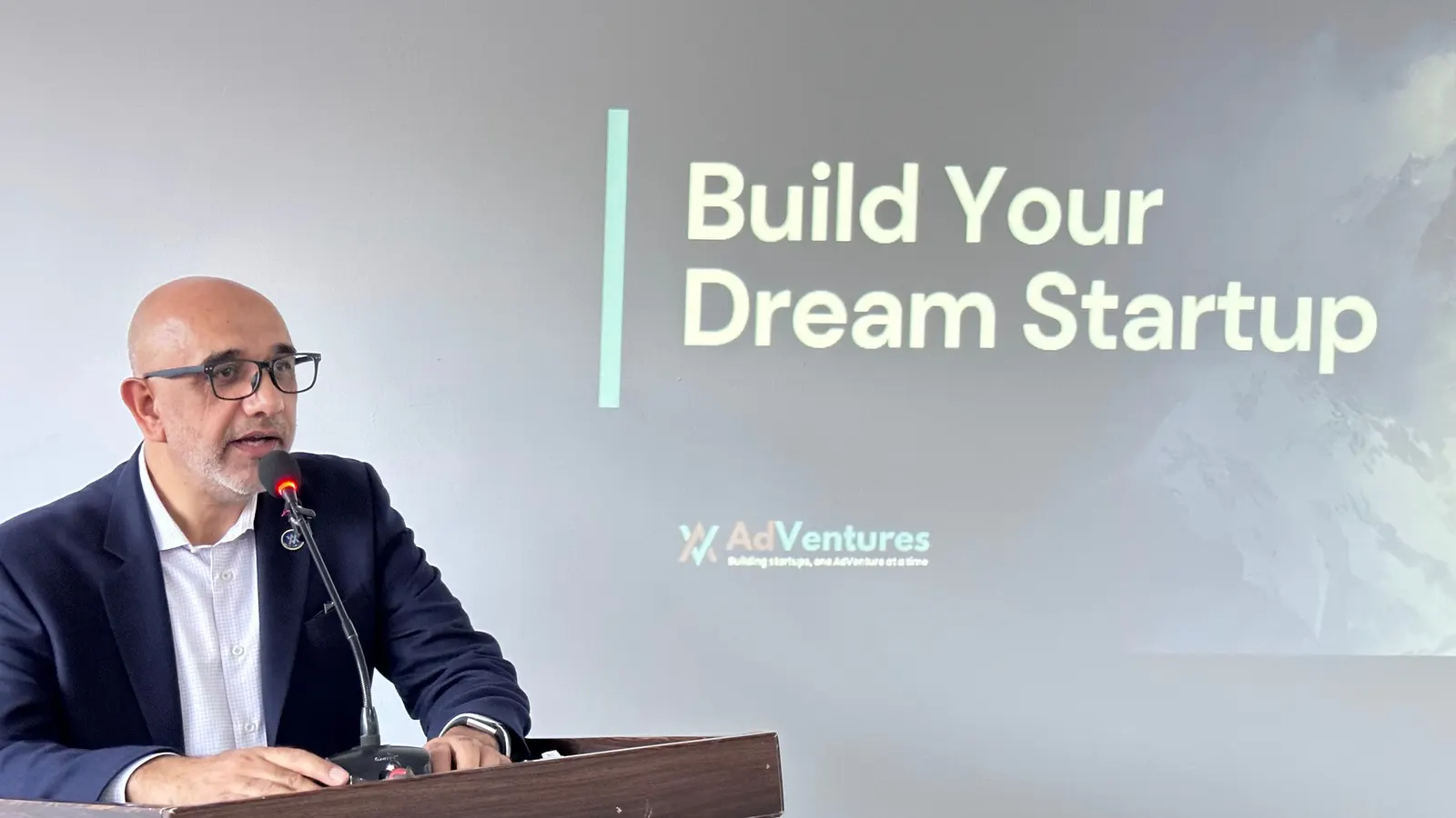 AdVentures founder speaking at a Build Your Dream Startup session